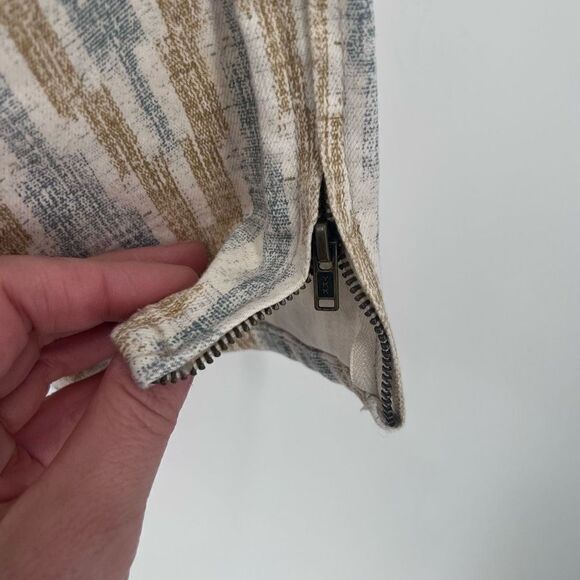 Free People Womens Zig Zag Zipper Crop Skinny Denim Jeans Beige Blue Brown Sz 28 - Picture 7 of 12